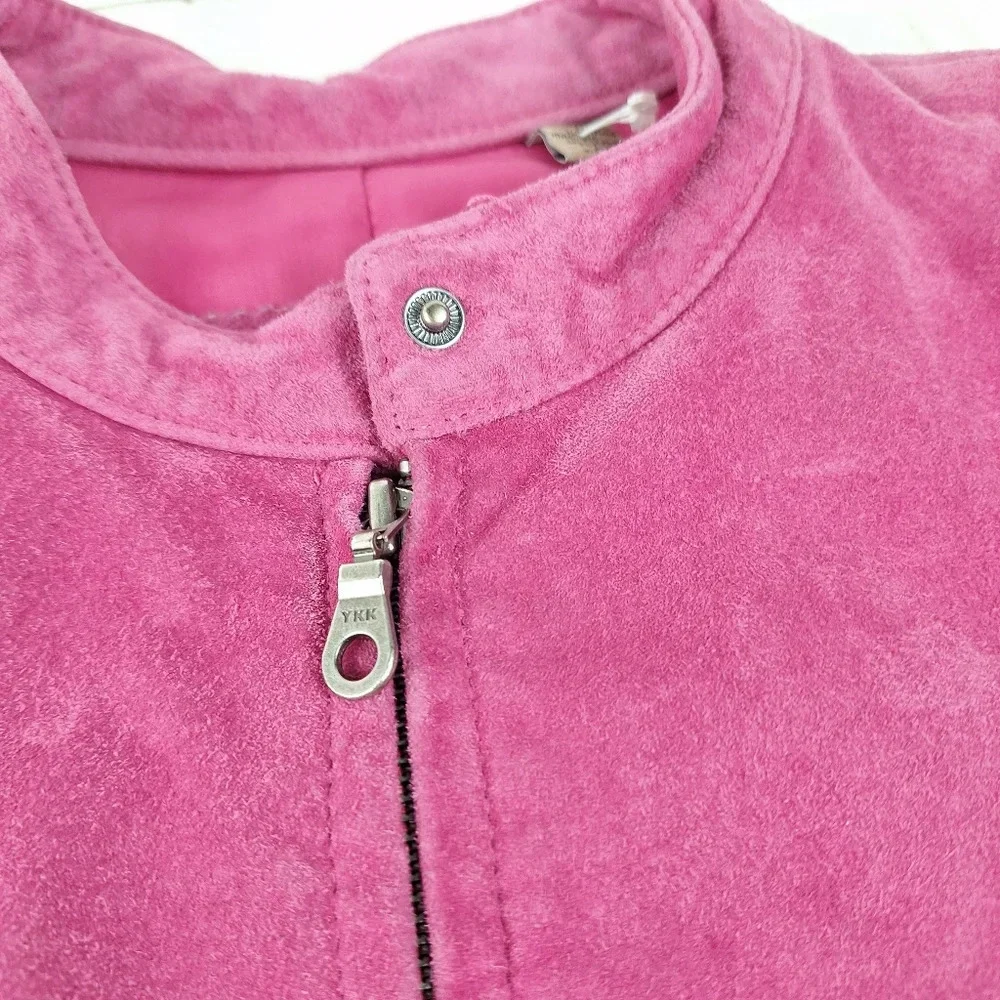INC International Concepts Suede Pink XL Womens Jacket Silver Colored Zippers - Picture 10 of 16